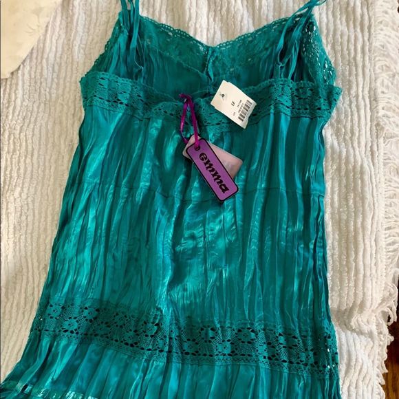 - NWT LF STORES EMMA & SAM TEAL SILK CAMISOLE - Picture 3 of 8